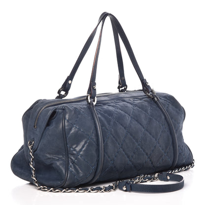 Chanel Iridescent Calfskin Quilted Relax CC Bowler Blue 4 of 10
