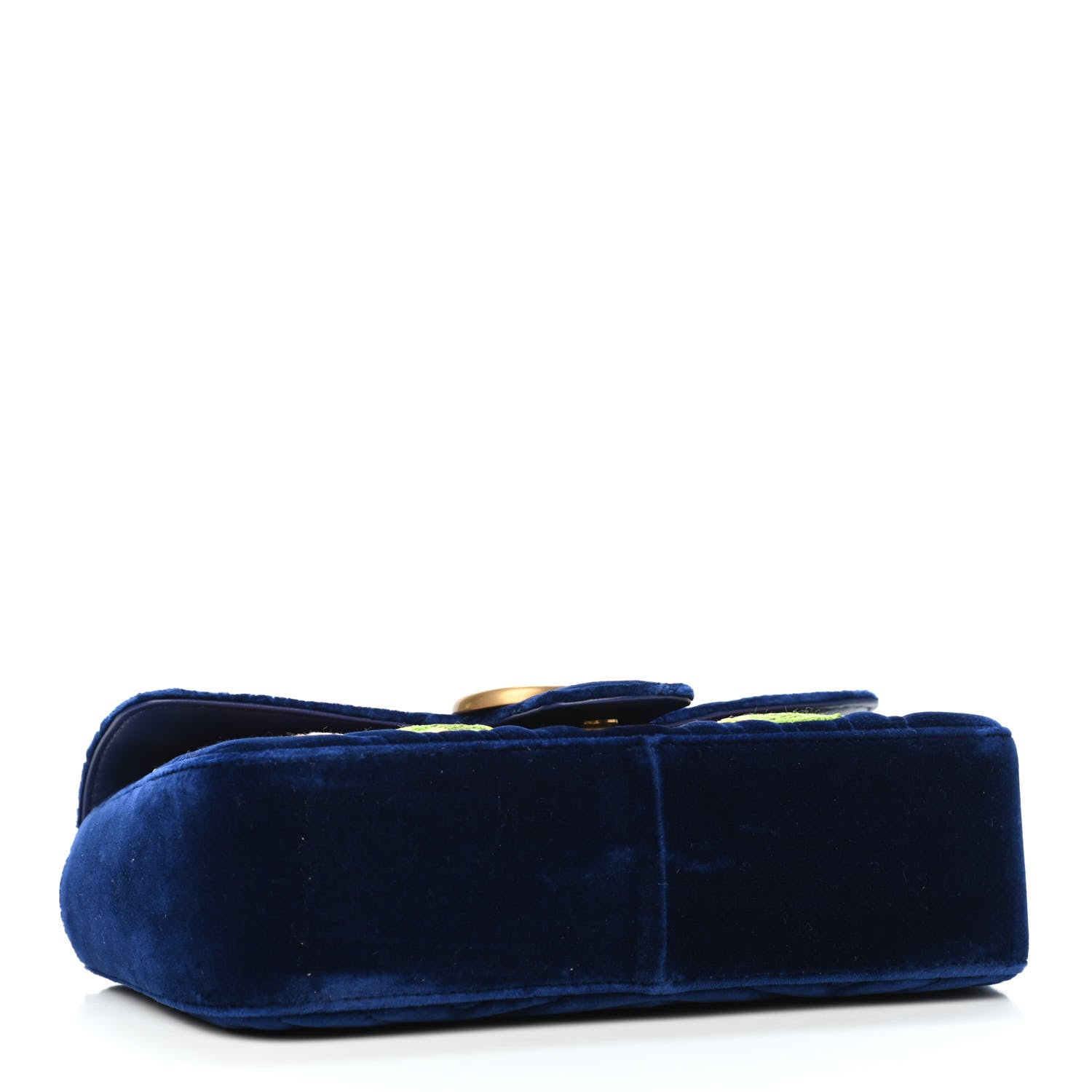 Gucci Velvet Matelasse Deer Embroidered Small GG Marmont Shoulder Bag Cobalt 5 of 8