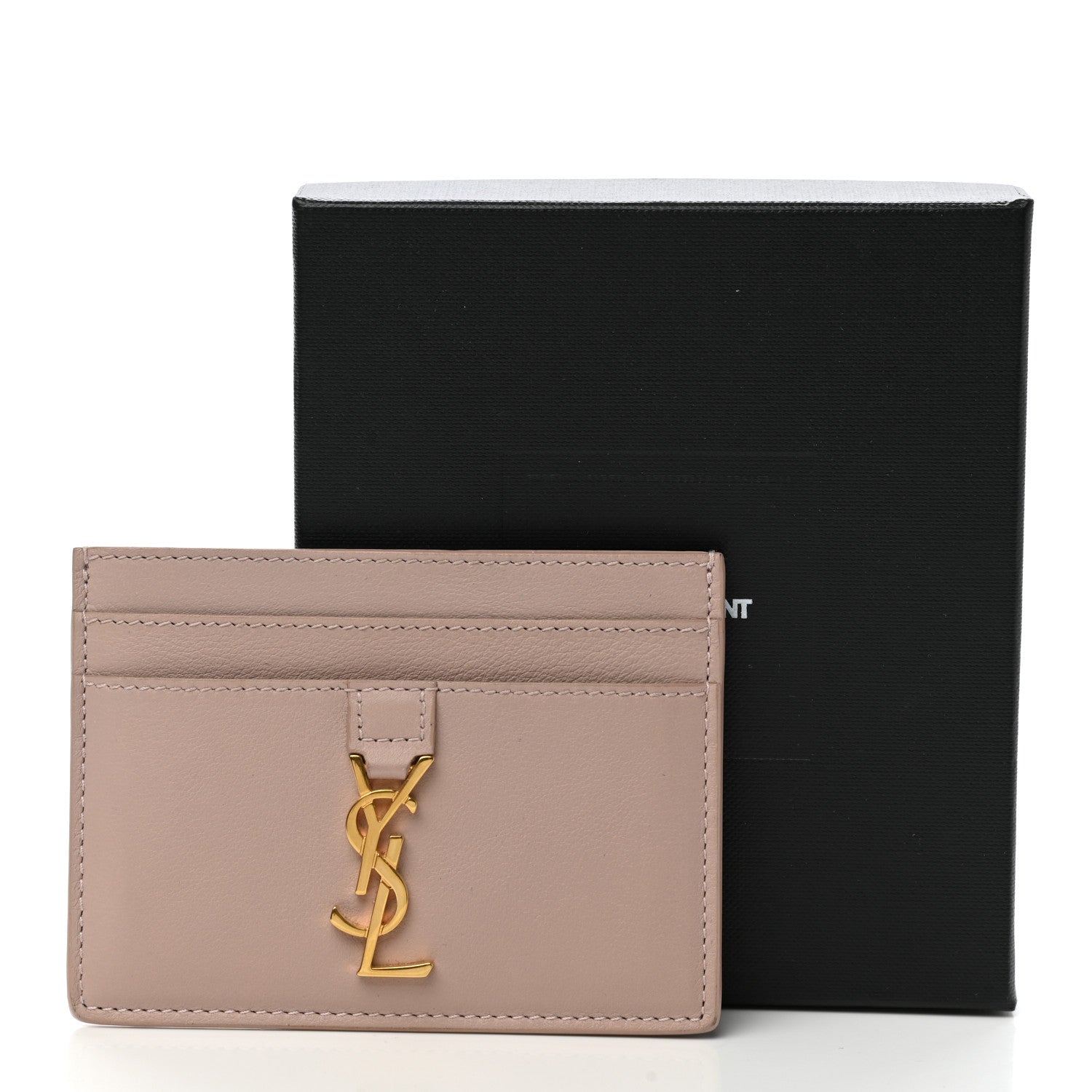 Saint Laurent Calfskin Monogram Credit Card Case Pale Pink 8 of 8