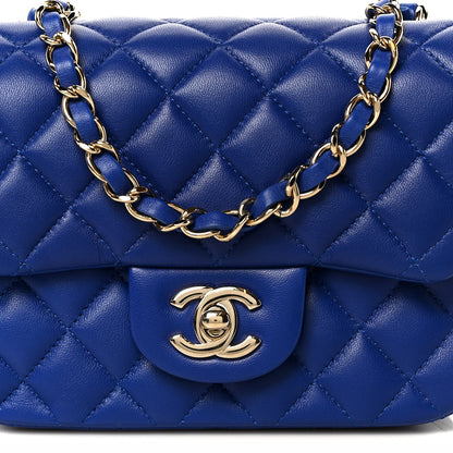 Chanel Lambskin Quilted Mini Square Flap Blue 9 of 12