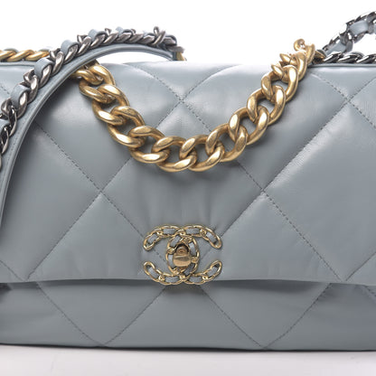 Chanel Goatskin Quilted Large 19 Flap Blue 10 of 11