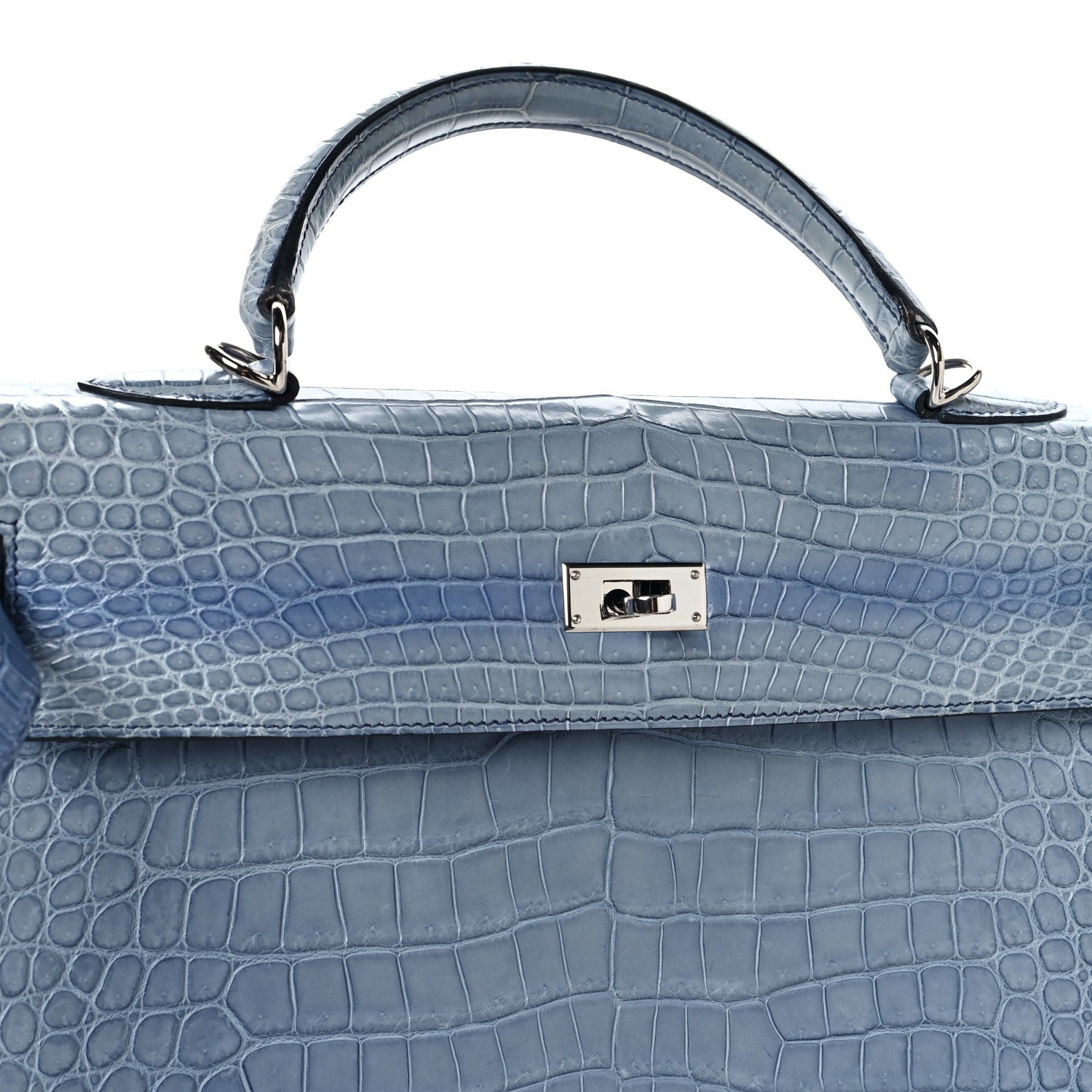 Hermes Matte Porosus Crocodile Kelly 35 Bleu Brighton 14 of 16