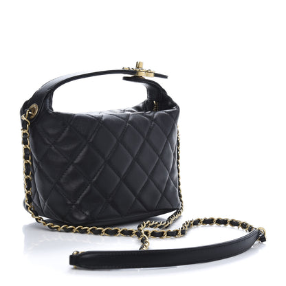 Chanel Lambskin Quilted Small Perfect Meeting Hobo Black 3 of 14