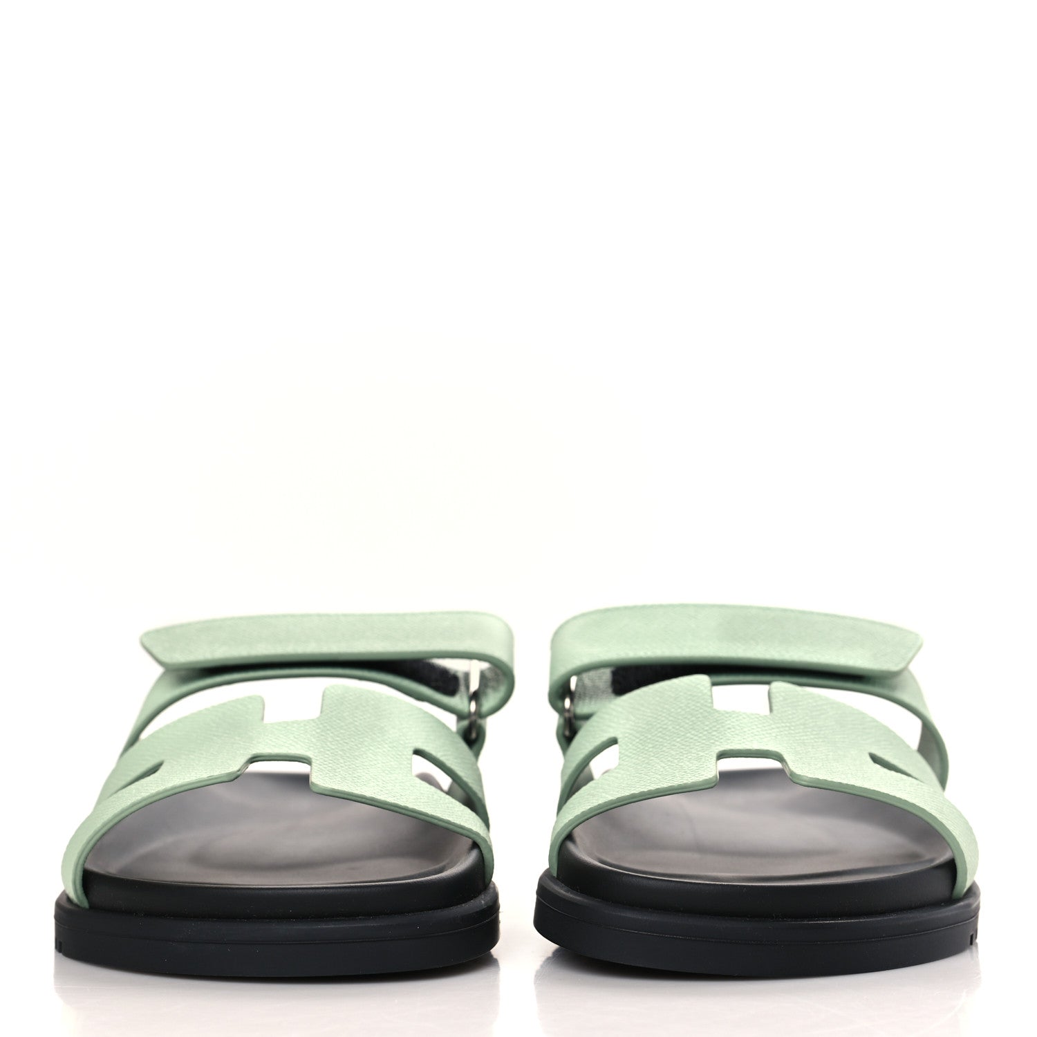 Hermes Epsom Womens Chypre Sandals 37.5 Vert Jade 2 of 9