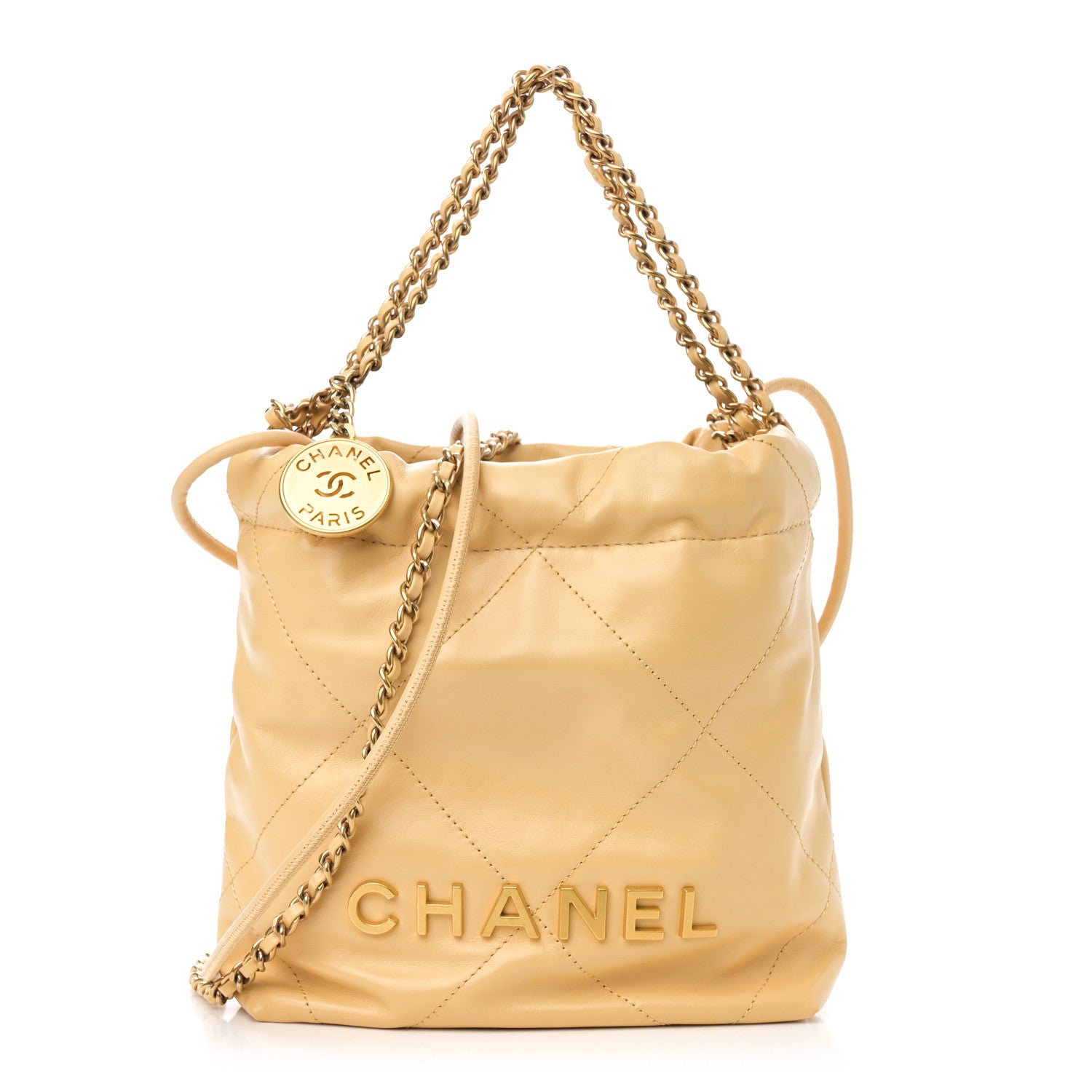 Chanel Shiny Calfskin Quilted Mini Chanel 22 Yellow 1 of 11
