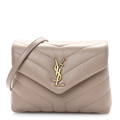 Saint Laurent Calfskin Y Quilted Monogram Toy Loulou Crossbody Bag Dark Beige 1 of 10