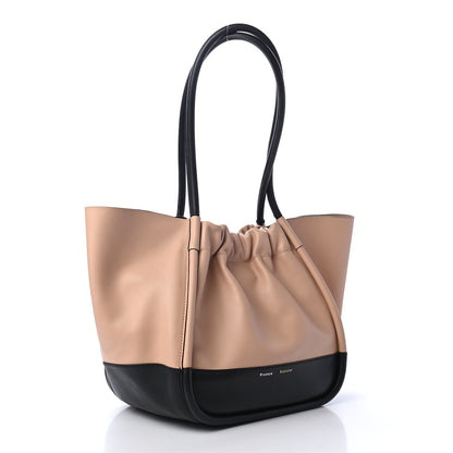 Proenza Schouler Calfskin Two Tone Ruched Tote Beige Black 2 of 4