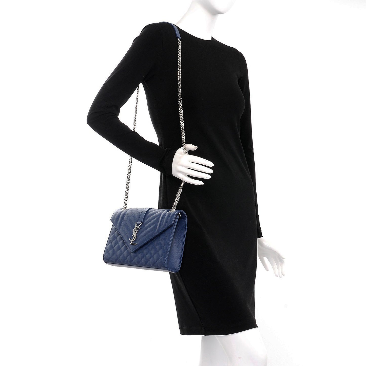 Grain De Poudre Textured Mixed Matelasse Triquilt Medium Monogram Satchel Denim