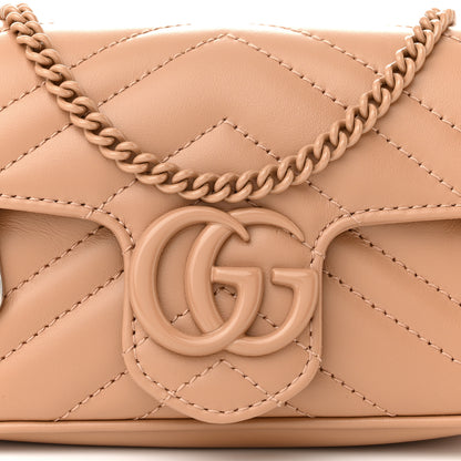 Gucci Calfskin Matelasse Monochrome Super Mini GG Marmont Shoulder Bag Camelia 8 of 11