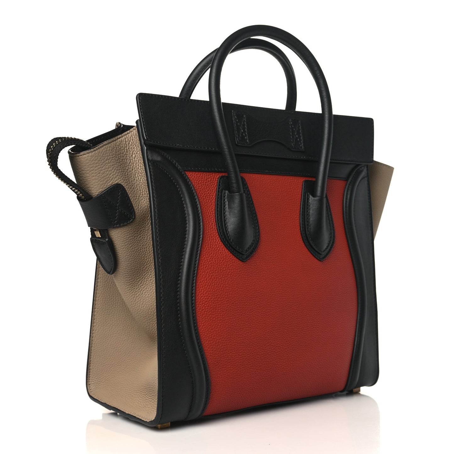 Drummed Calfskin Micro Tri-Color Luggage Rust