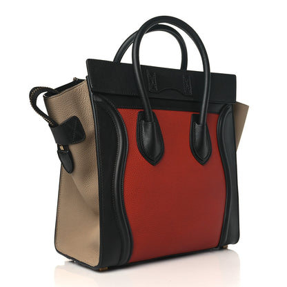 Celine Drummed Calfskin Micro Tri-Color Luggage Rust 3 of 8