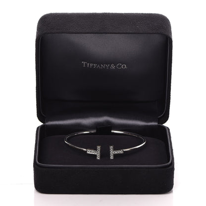 Tiffany 18K White Gold Diamond T Wire Bracelet 6 of 6