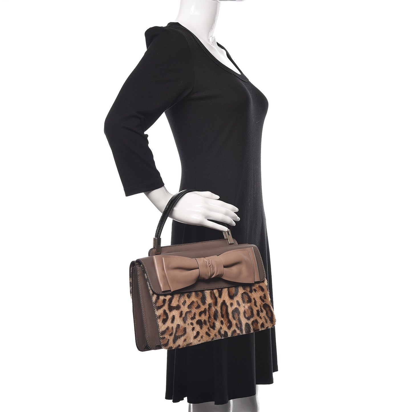 Calf Hair Leopard Print Aphrodite Bow Satchel