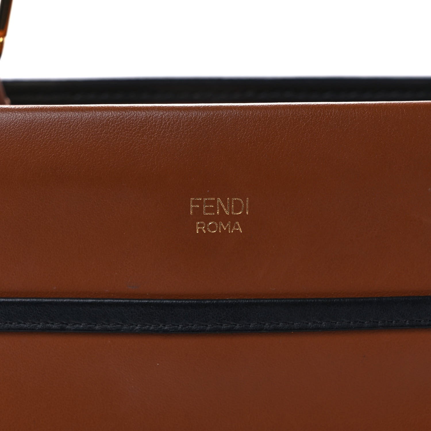 Fendi Vitello Century Opaco F is Fendi Bi-Color Small Runaway Satchel Corteccia Black 6 of 9