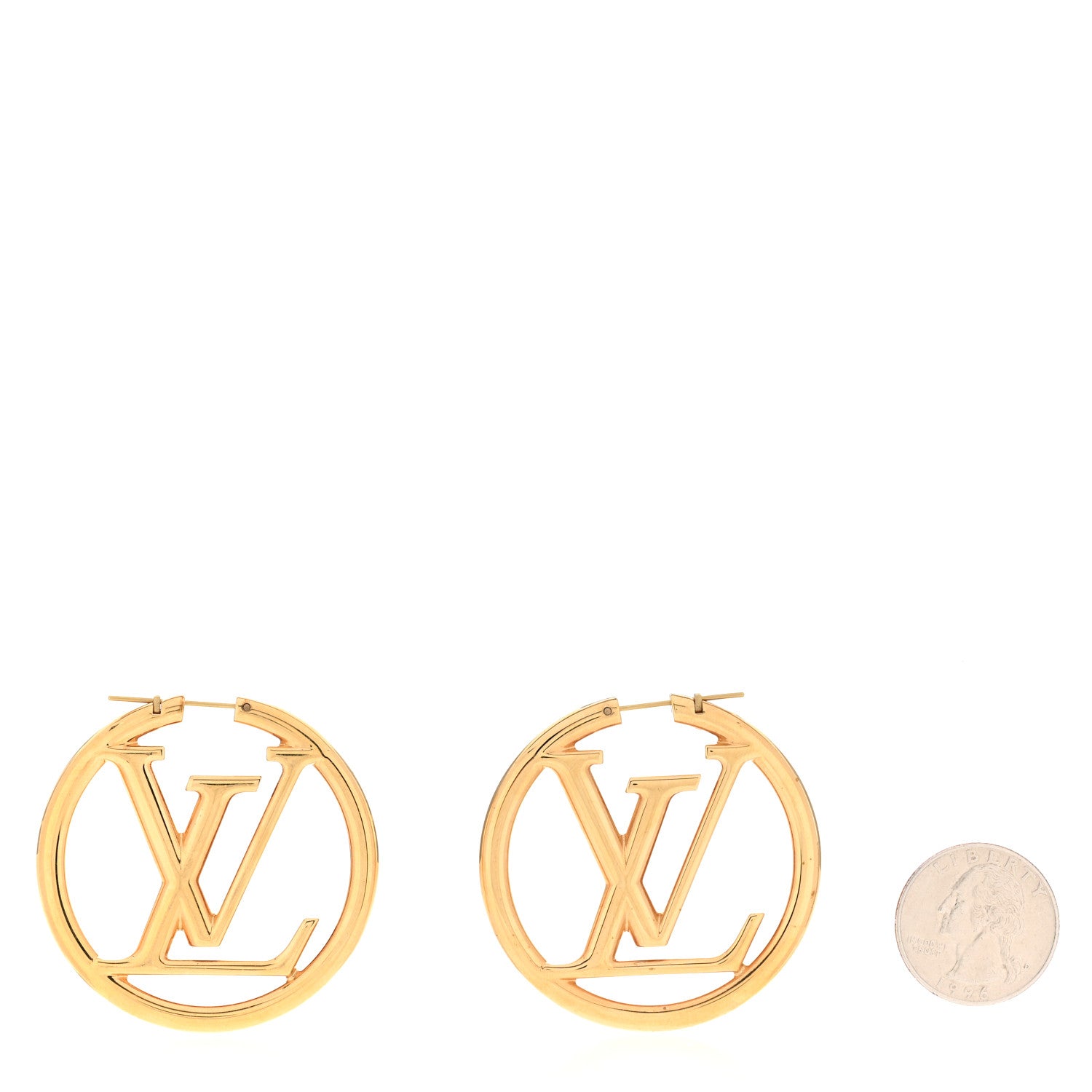 Louis Vuitton Metal Louise Hoop Earrings Gold 2 of 4