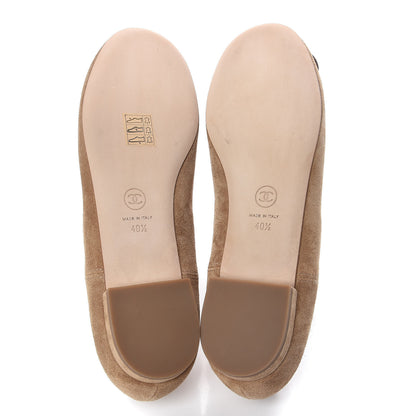 Chanel Suede Camellia CC Ballerina Flat 40.5 Beige 5 of 9
