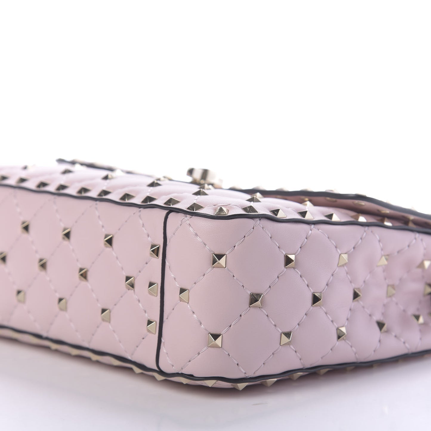 Nappa Medium Rockstud Spike Shoulder Bag Water Rose