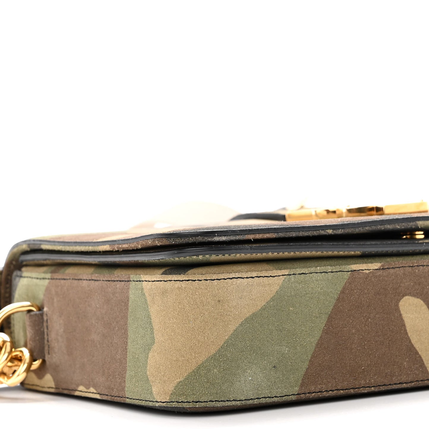 Suede Monogram University Camouflage Shoulder Bag Green