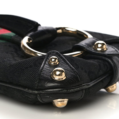 Gucci Monogram Web Horsebit Chain Clutch Black 9 of 20