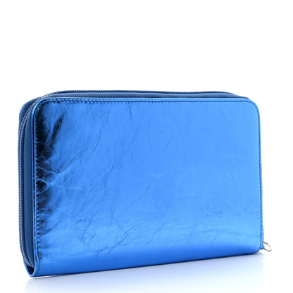 Chanel Metallic Aged Calfskin CC Bow Wallet Blue 3 of 8