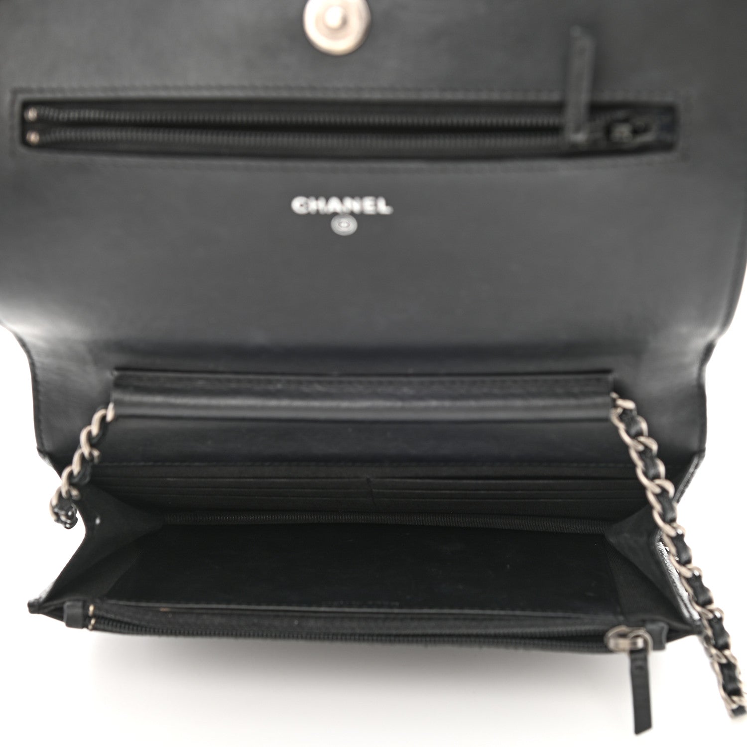 Chanel Caviar Chevron Quilted Boy Wallet On Chain WOC Black 5 of 12