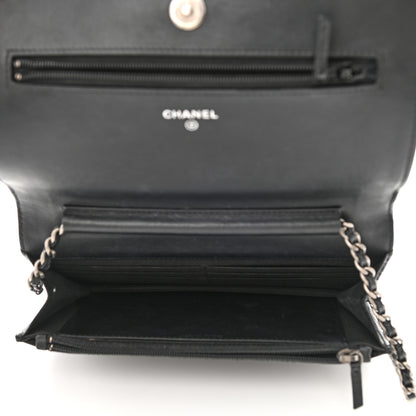 Chanel Caviar Chevron Quilted Boy Wallet On Chain WOC Black 5 of 12