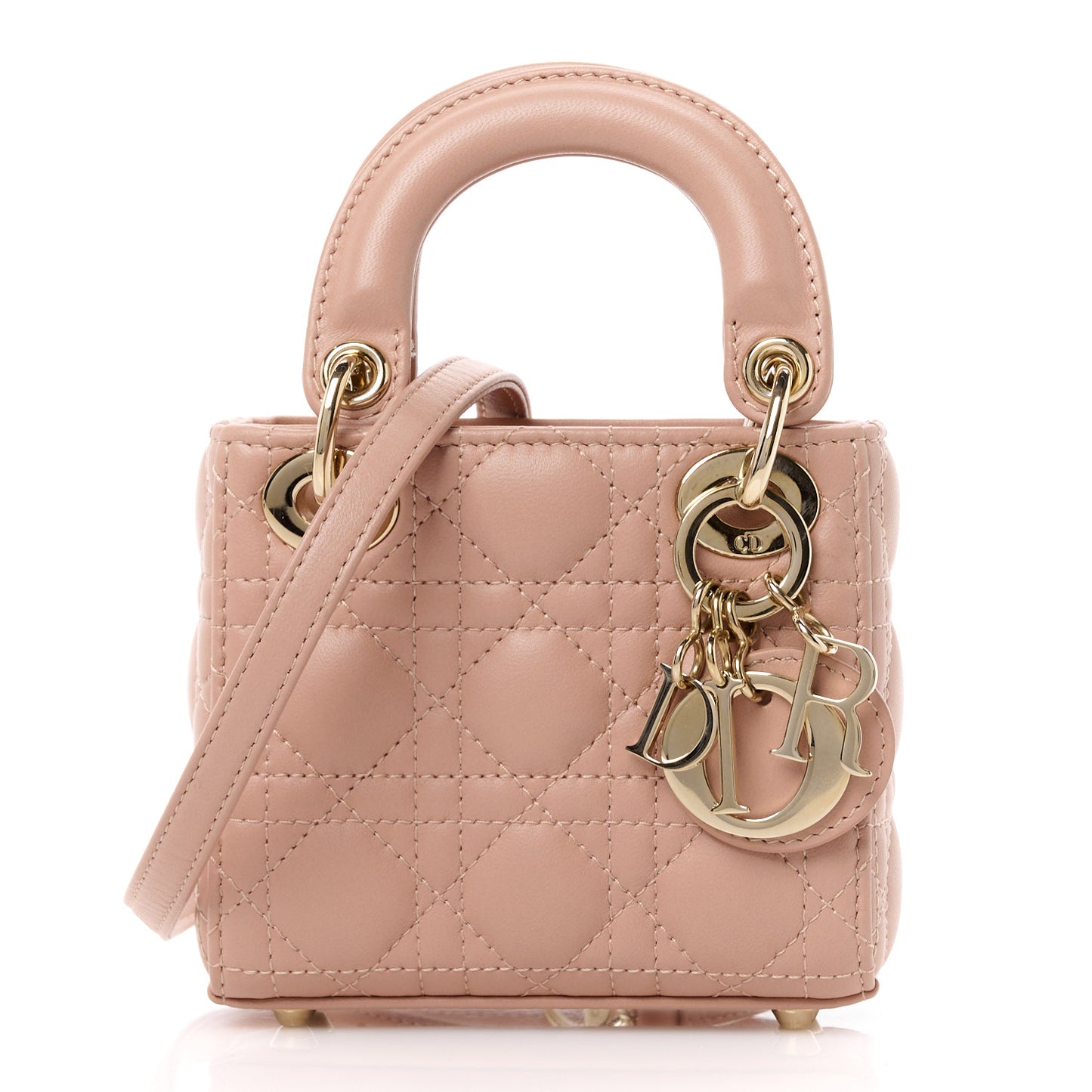 Lambskin Cannage Micro Lady Dior Rose Des Vents
