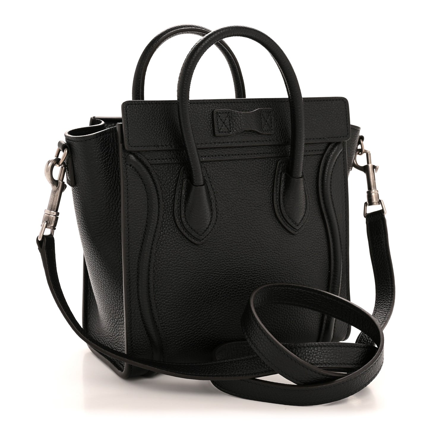 Drummed Calfskin Nano Luggage Black