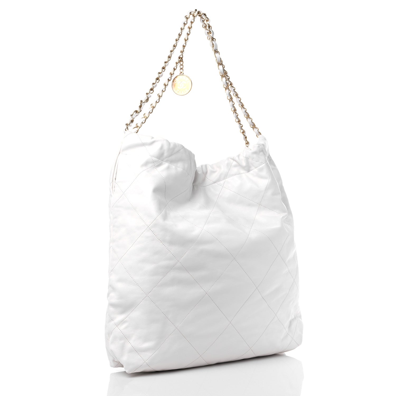 Chanel Shiny Calfskin Quilted Large Chanel 22 White 4 of 12