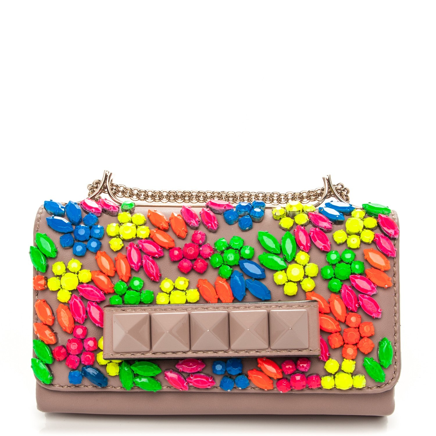 Valentino Garavani Nappa Crystal Va Va Voom Shoulder Bag Poudre 1 of 9