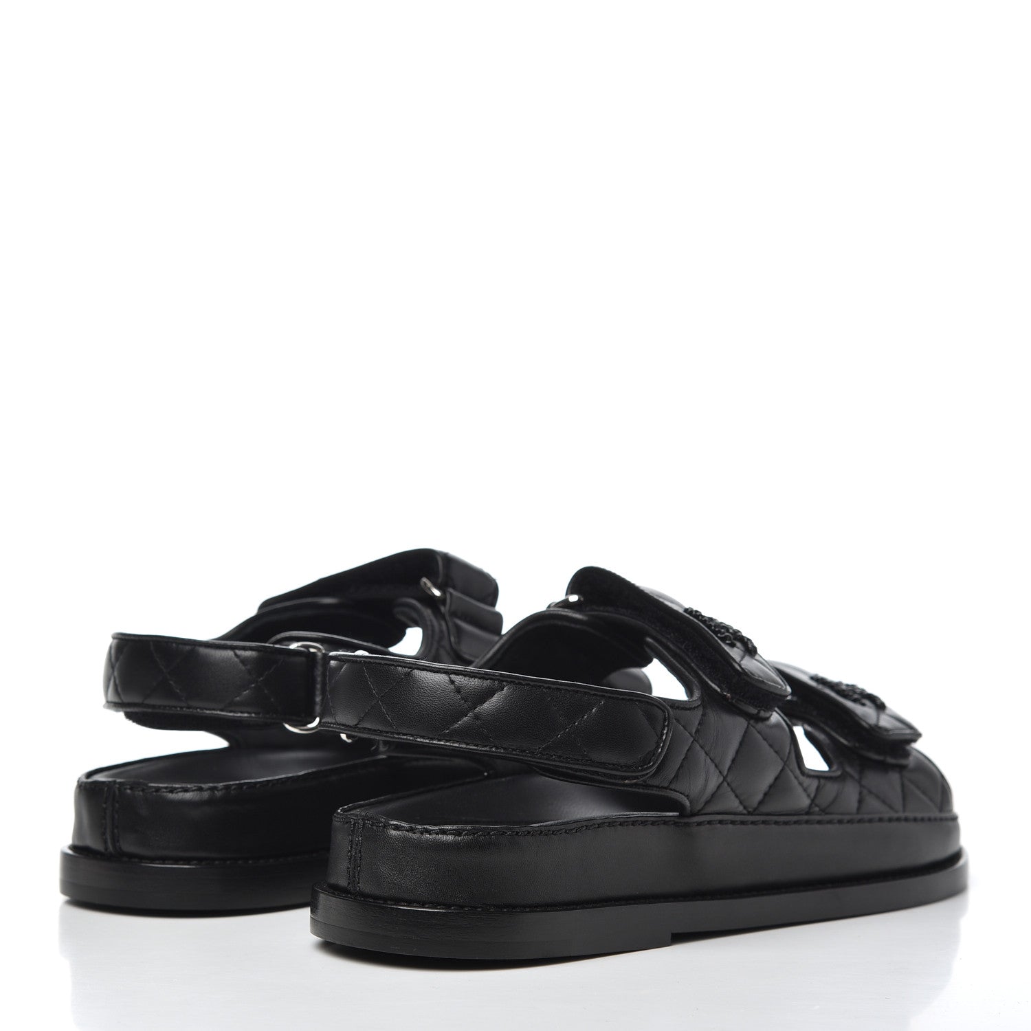 Chanel Lambskin Velcro Dad Sandals 36.5 Black 4 of 17