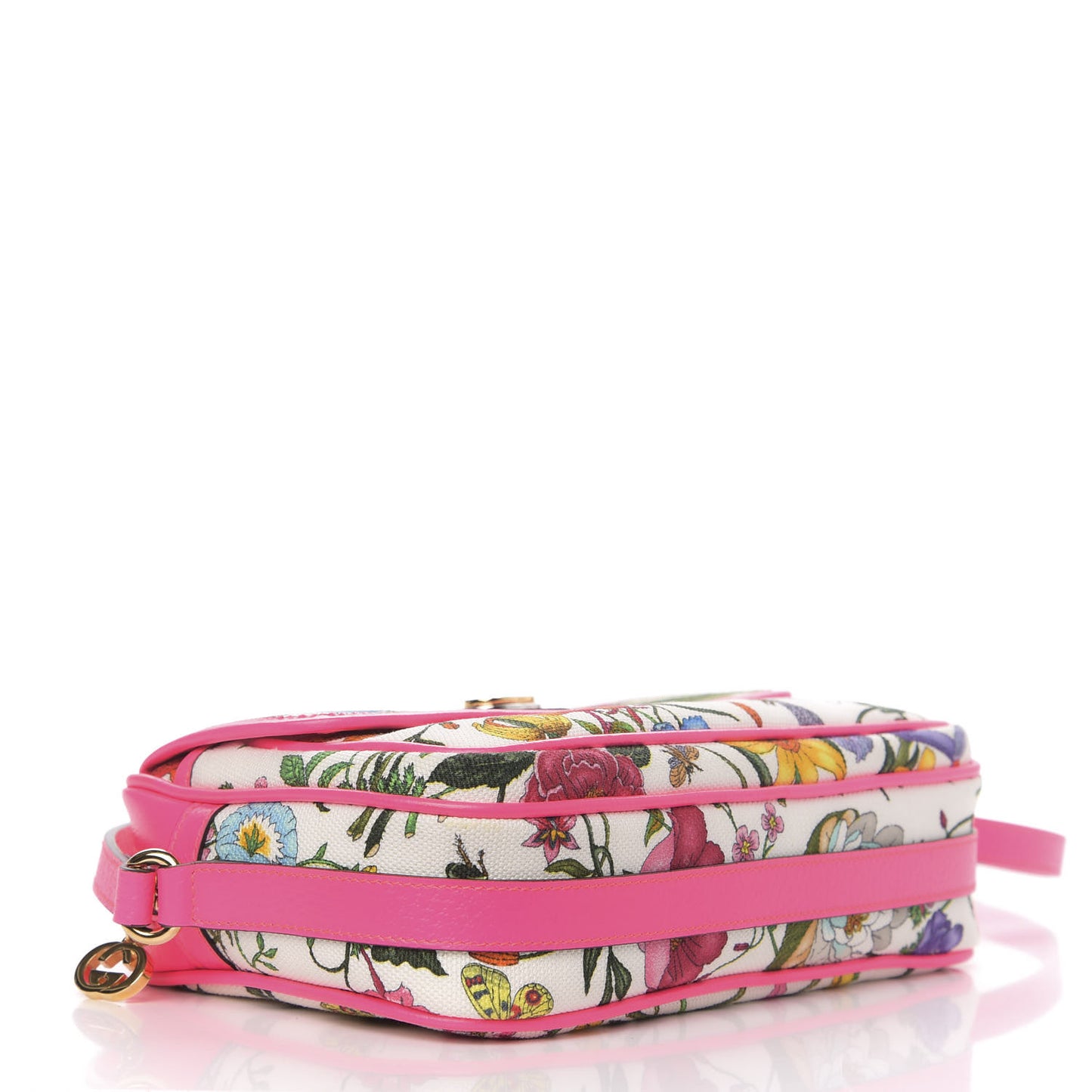 Canvas Flora Floral Shoulder Bag White Fuchsia Fluo