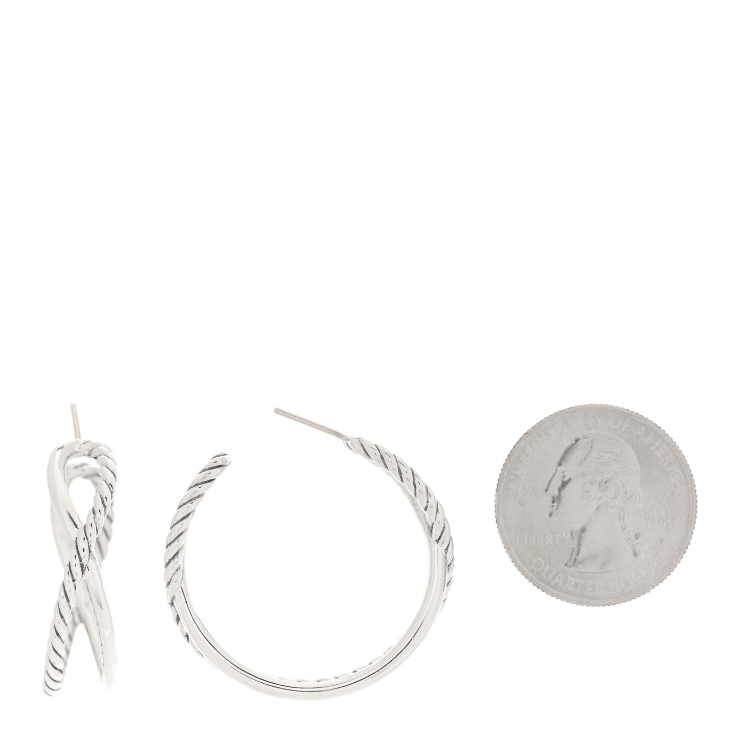 Sterling Silver Crossover Cable Hoop Earrings