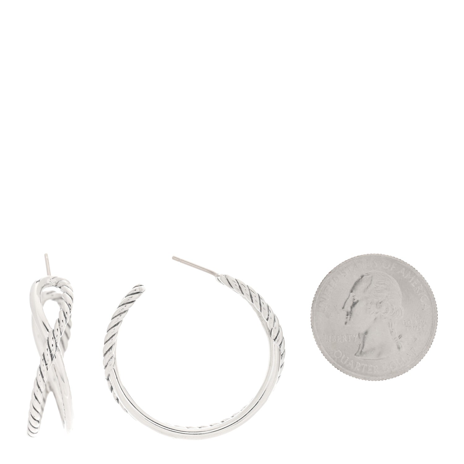 David Yurman Sterling Silver Crossover Cable Hoop Earrings 2 of 4