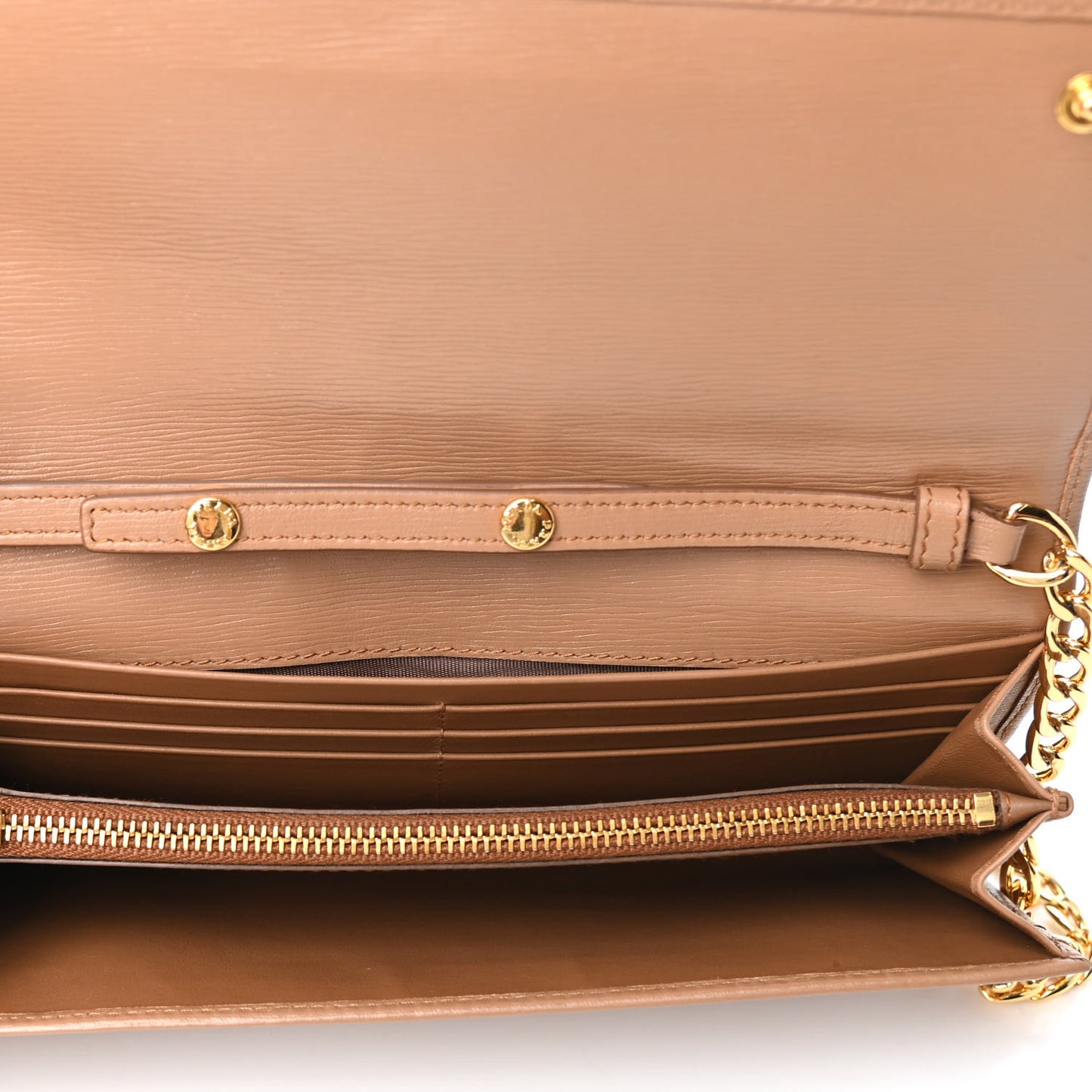 Vitello Move Metal Oro Chain Wallet Naturale