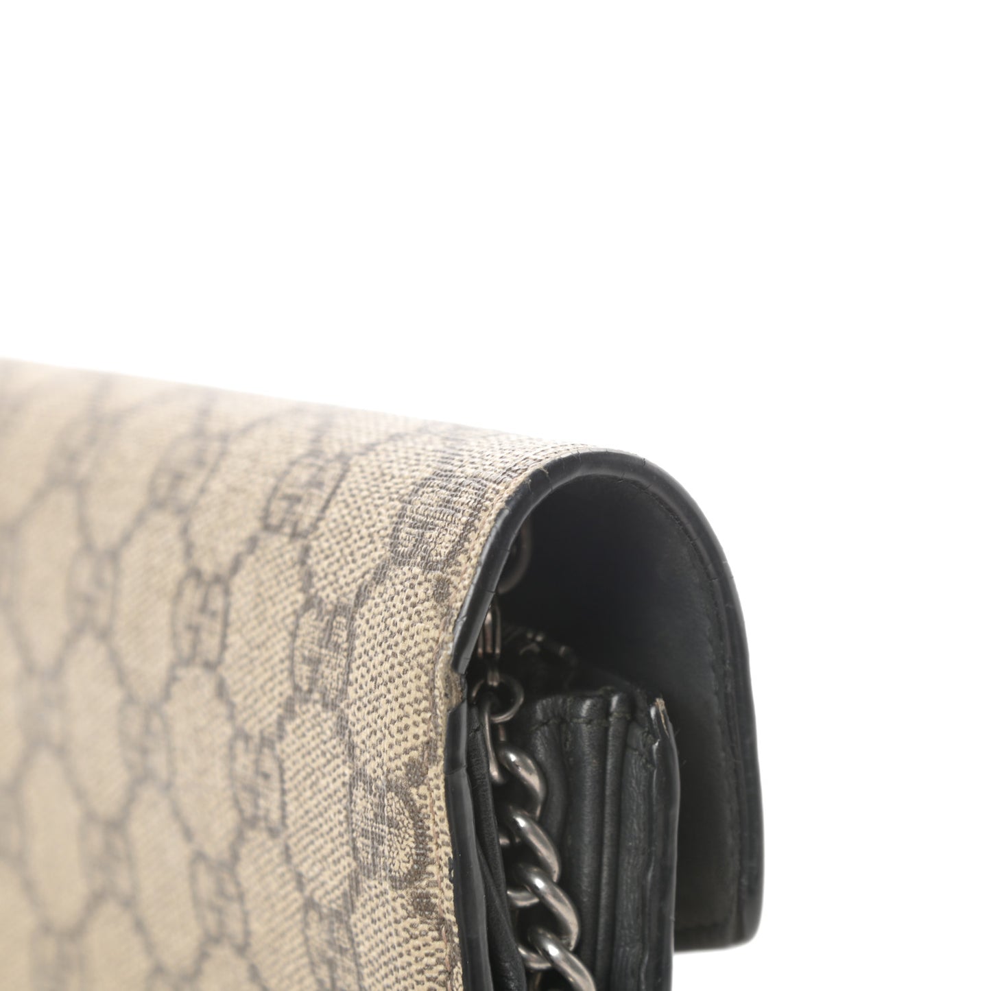 GG Supreme Monogram Mini Dionysus Chain Wallet Beige Black