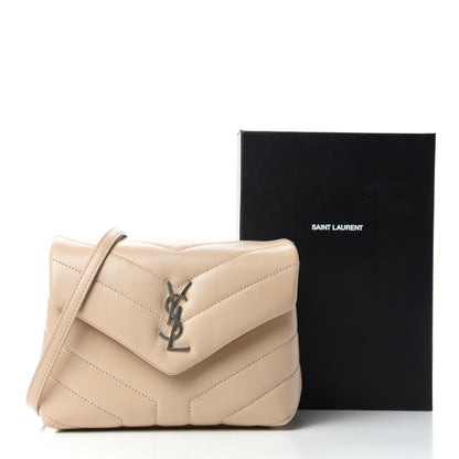 Saint Laurent Calfskin Y Quilted Monogram Toy Loulou Satchel Nude Powder 12 of 12