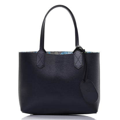 Gucci GG Supreme Monogram Blooms Small Reversible Tote Beige Blue Navy 15 of 15
