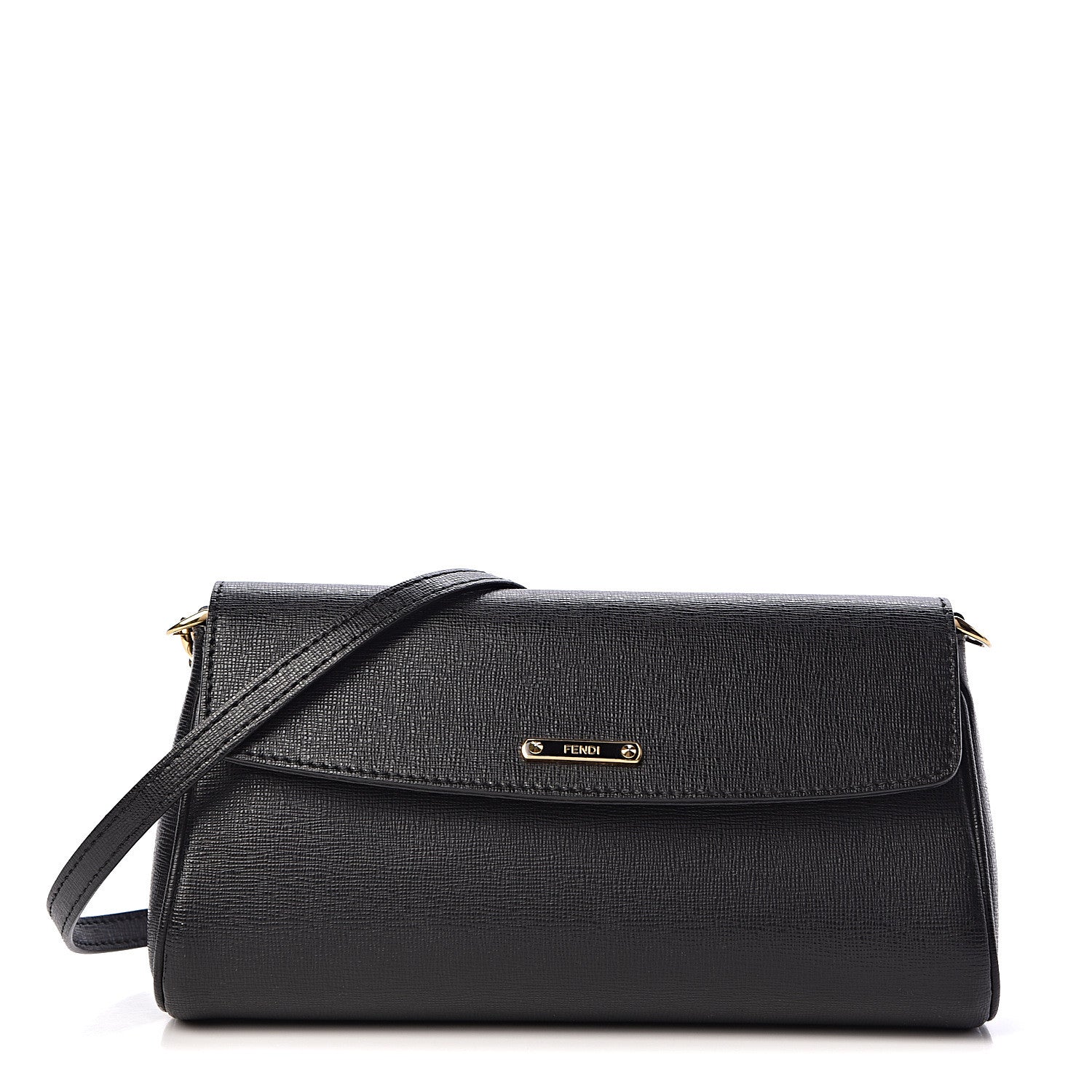 Fendi Vitello Elite Flap Crossbody Bag Black 1 of 11