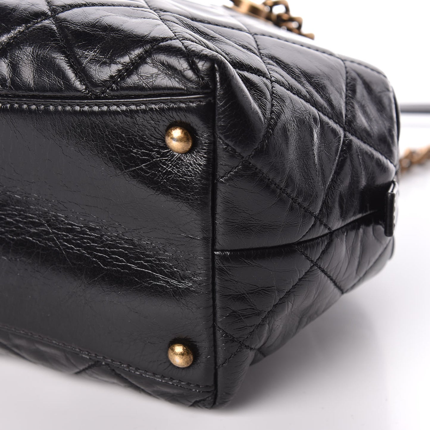 Glazed Calfskin Castle Rock Bowling Bag Black