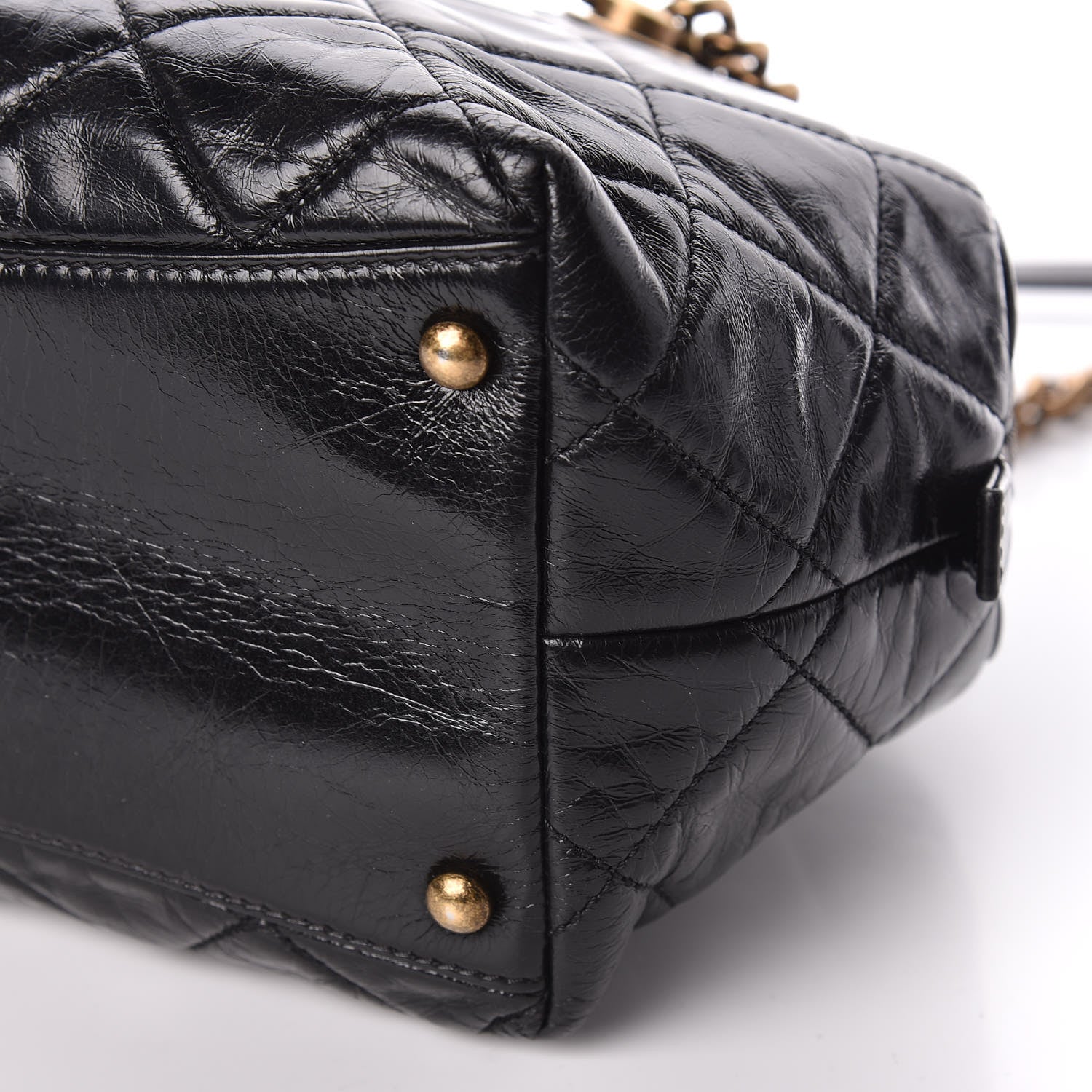 Chanel Glazed Calfskin Castle Rock Bowling Bag Black 6 of 10