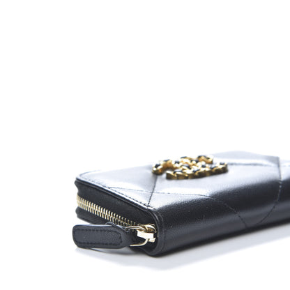 Chanel Lambskin Quilted Chanel 19 Zip Around Coin Purse Wallet Black 8 of 10