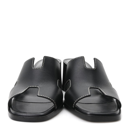 Hermes Calfskin Helia Sandals 38 Black 3 of 10