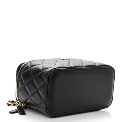 Chanel Lambskin Quilted Small Top Handle Vanity Case With Chain Black 4 of 11