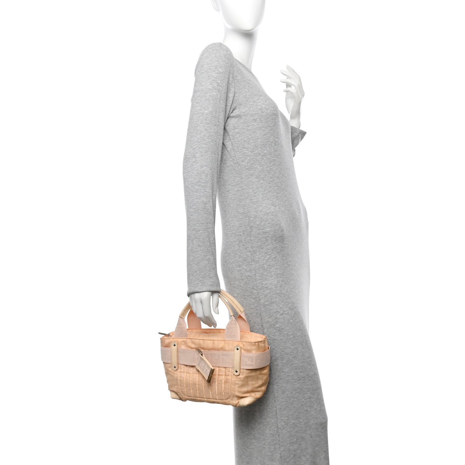 Fendi Zucca Cinghiale Medium Zip Code Shopping Tote Beige 2 of 12