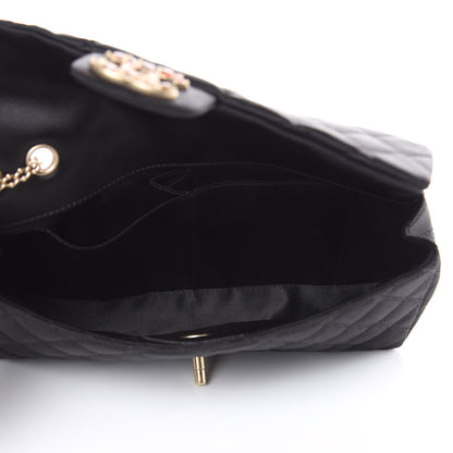 Chanel Satin Quilted Jeweled East West Flap Black 5 of 9