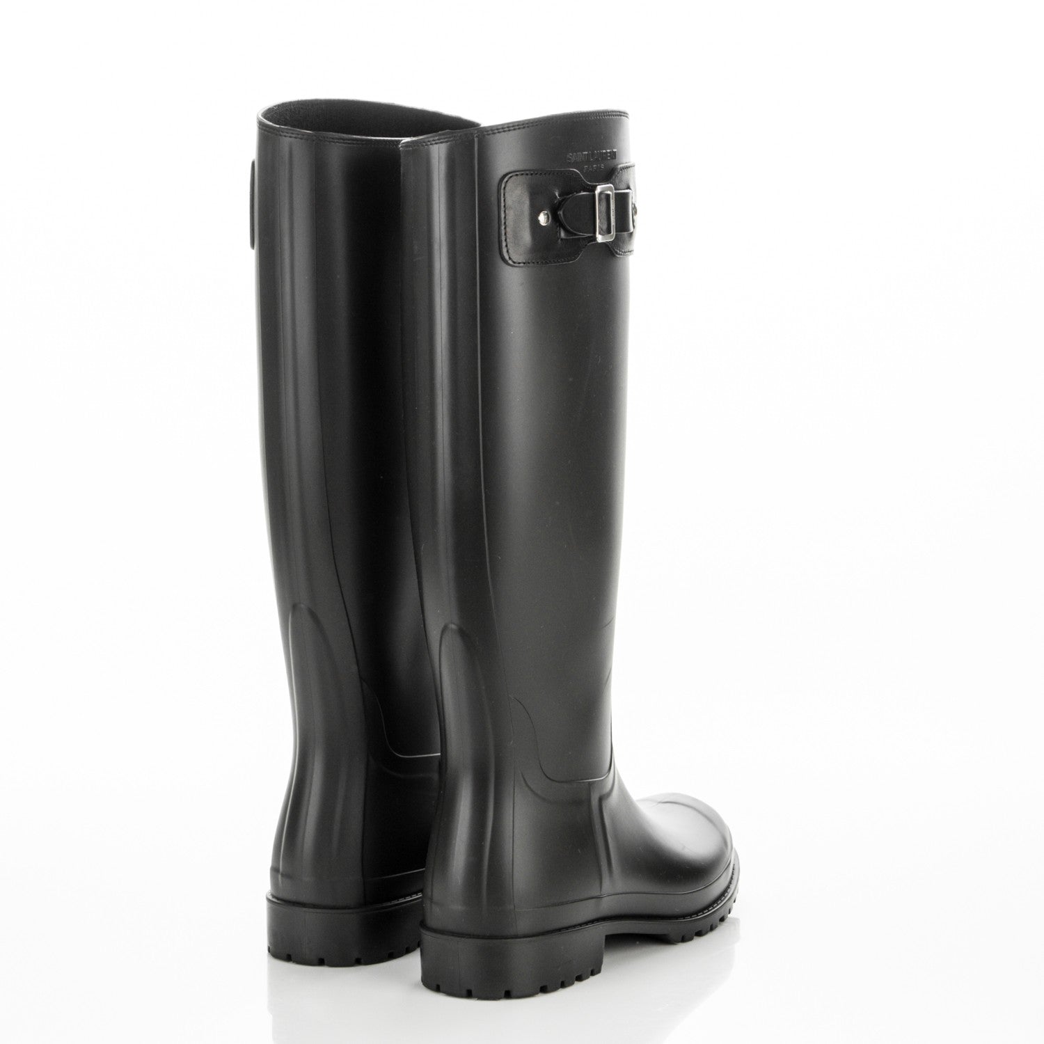 Saint Laurent Rubber Festival 25 High Rain Boots 37 Black 4 of 7