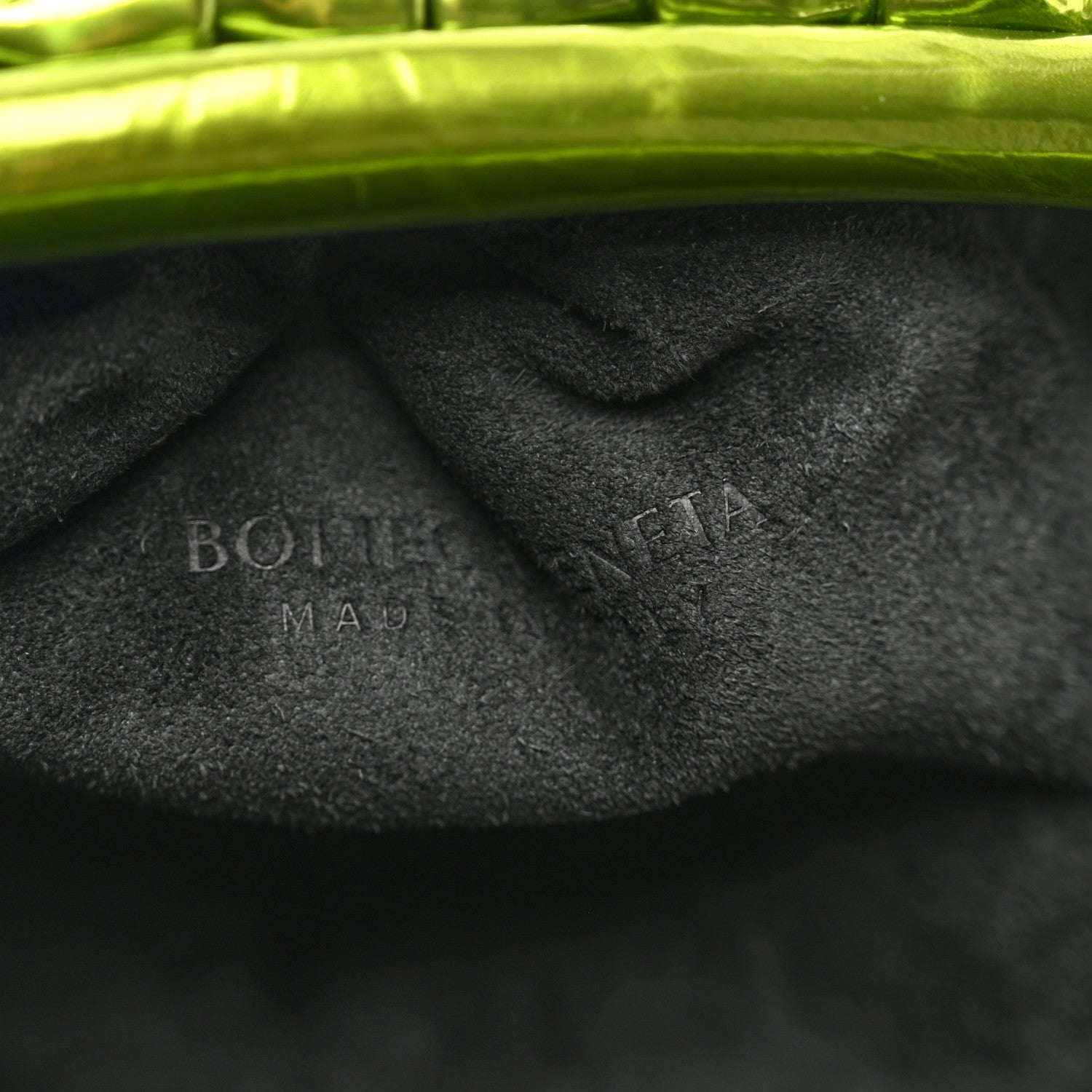 Bottega Veneta Metallic Crushed Calfskin Teen Pouch Chlorophyll 6 of 7