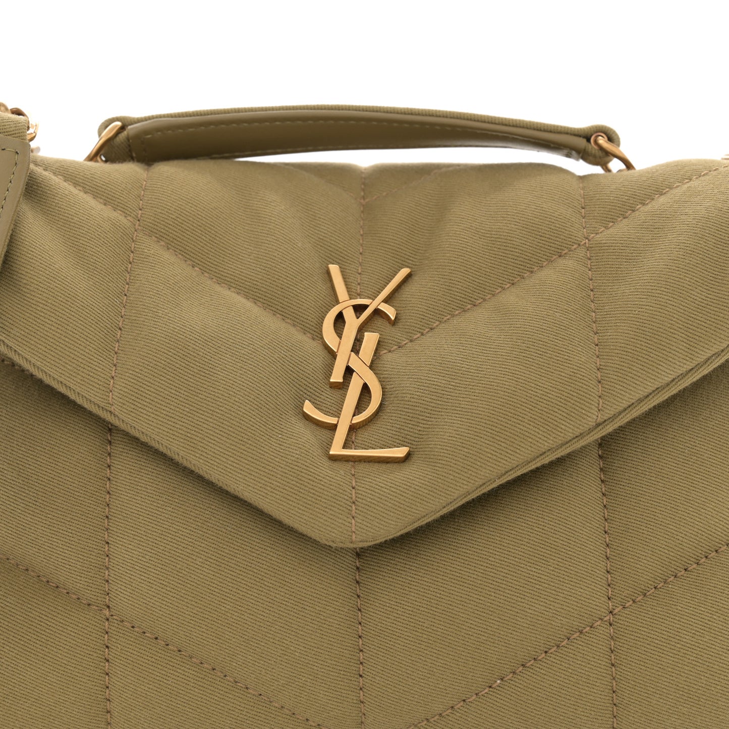 Canvas Quilted Toy Loulou Puffer Monogram Chain Satchel Fir Green