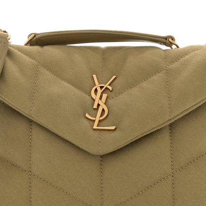 Saint Laurent Canvas Quilted Toy Loulou Puffer Monogram Chain Satchel Fir Green 8 of 10